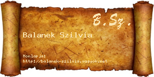 Balanek Szilvia névjegykártya